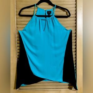 Worthington light blue and black work blouse